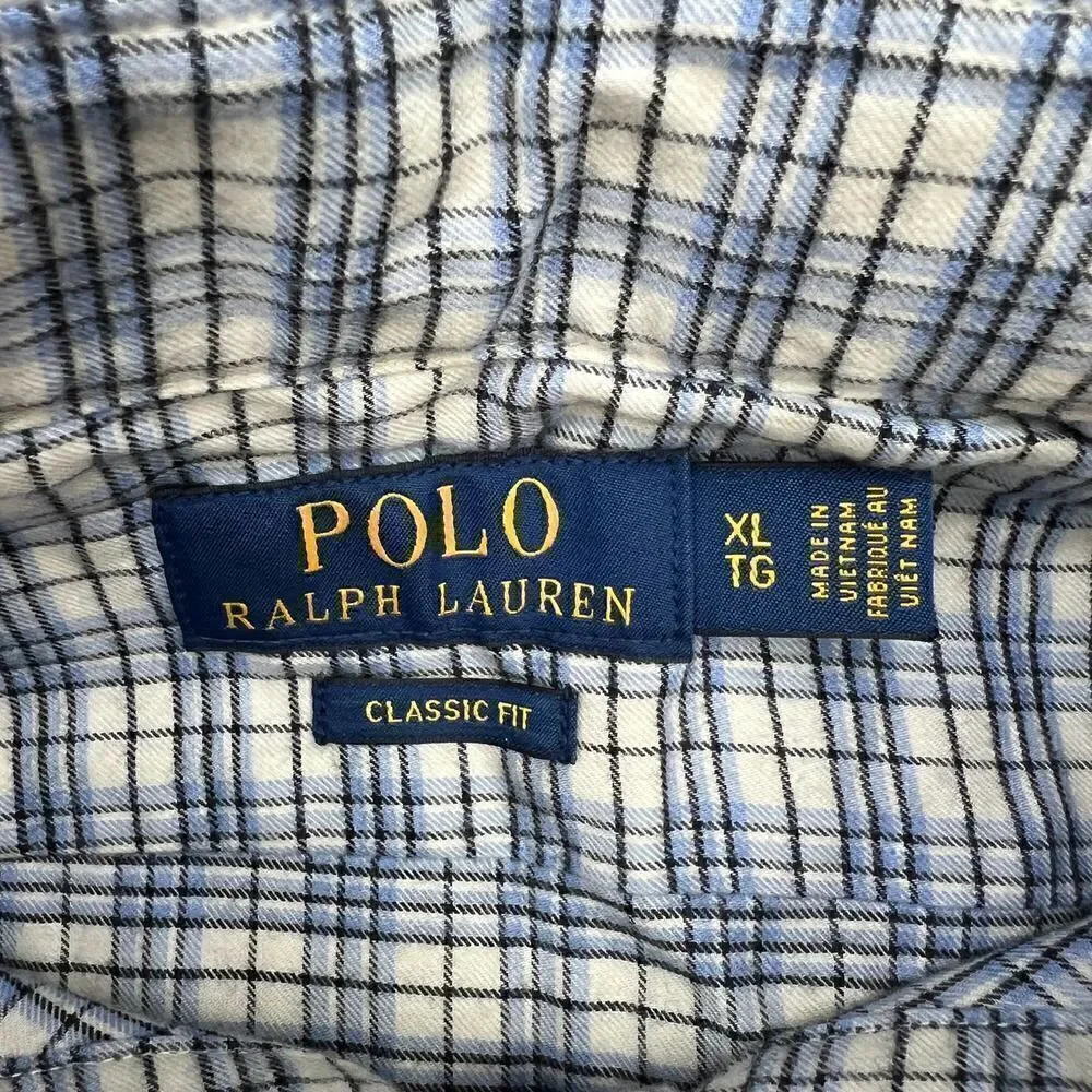 New Polo Ralph Lauren Men US XL Shirt Button Down Long Sleeve Casual White Gray - Picture 11 of 14